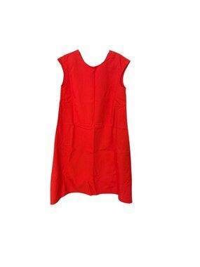 Caliban Size IT 44 US 8 Red 100% Cotton Cap Sleeve Round Neck Midi Shift Dress